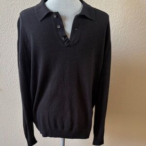 American Blue Silk Blend Black V-Neck Men's Sweater